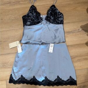 Abercrombie Lace Trim Satin Skort & Cami